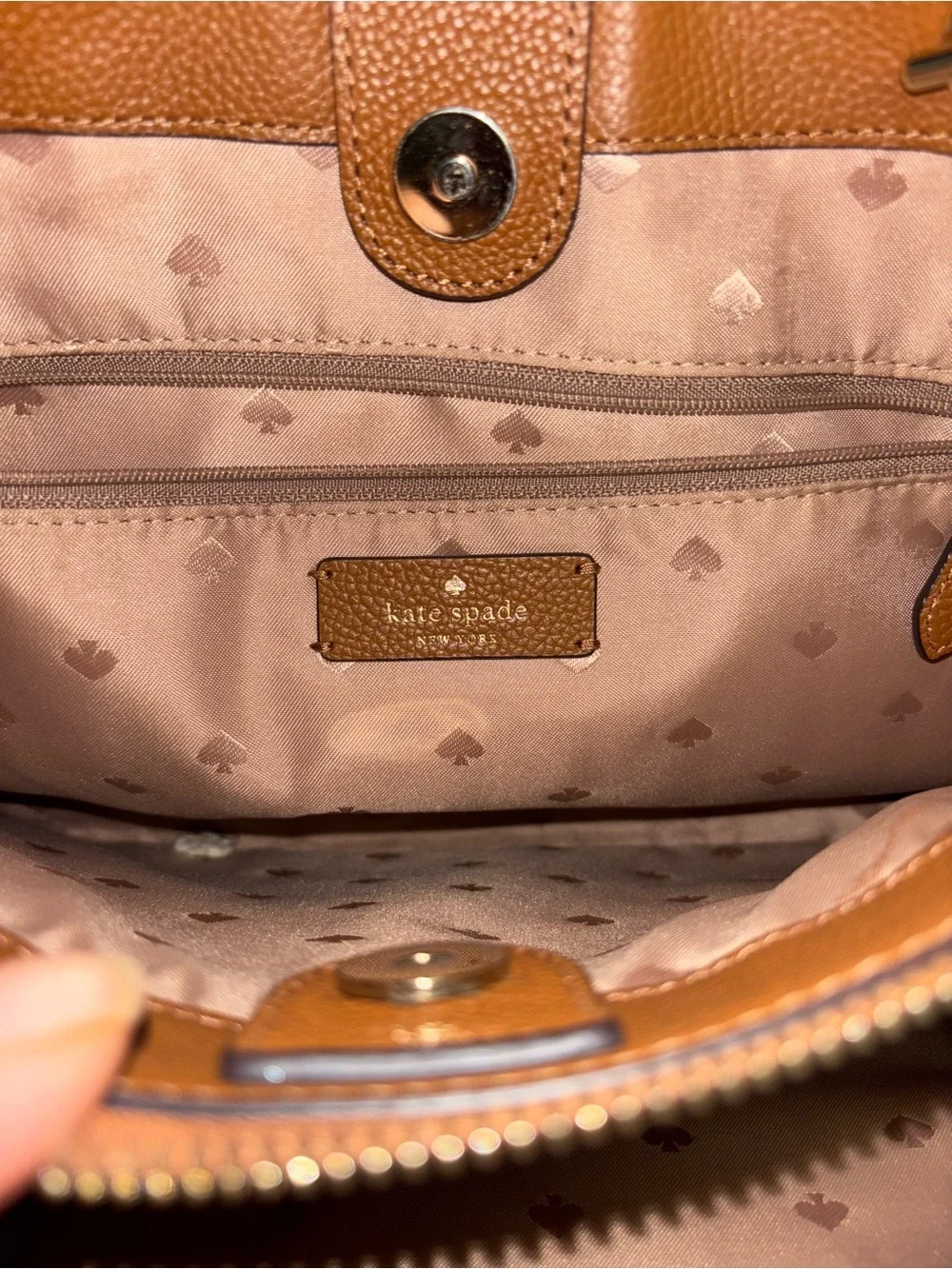 kate spade Brown Pebbled Leather Shoulder Bag with Scarf Accent